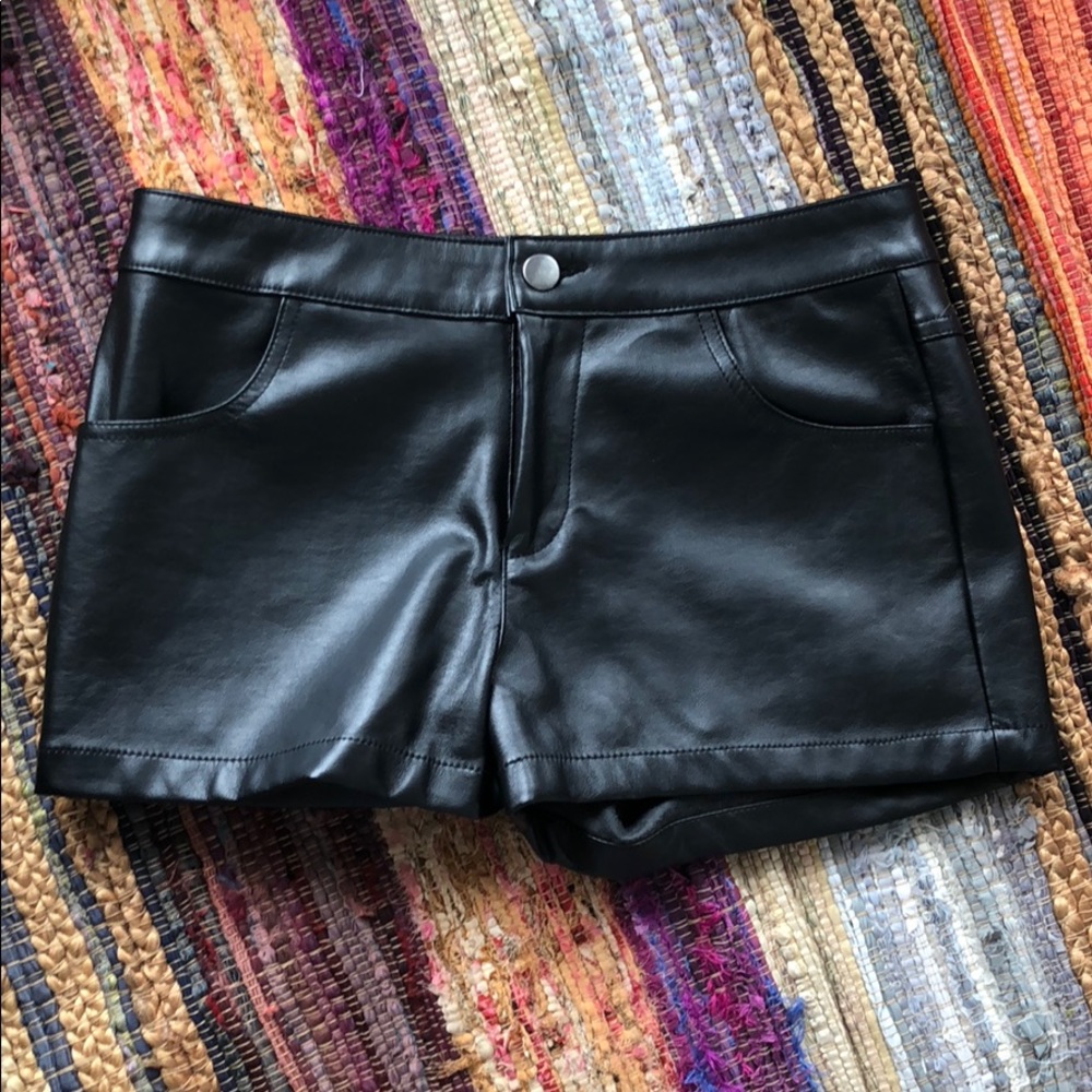 Faux leather shorts